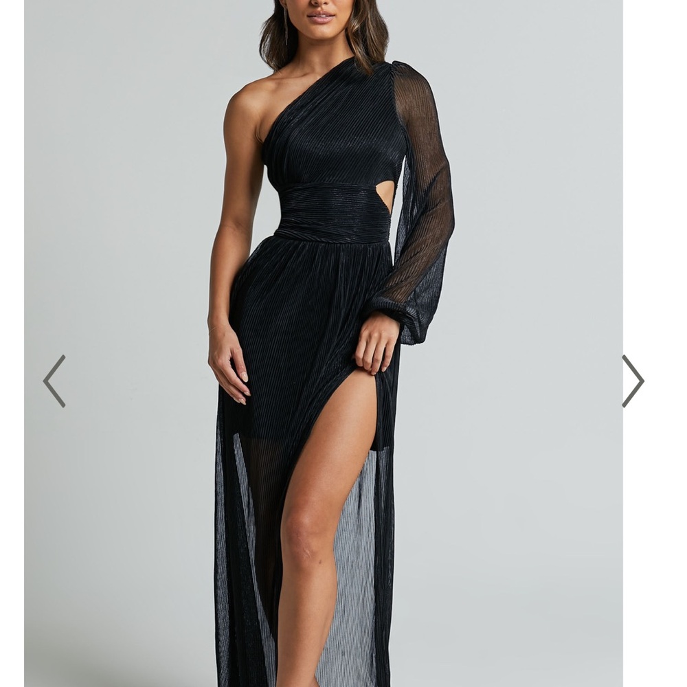 Showpo Black Sequin Asymmetrical Gown